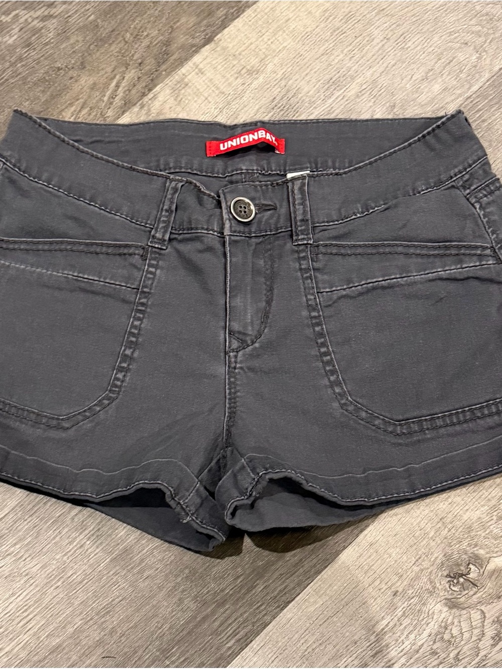 UNIONBAY Women's Gray Denim-Style Short Shorts